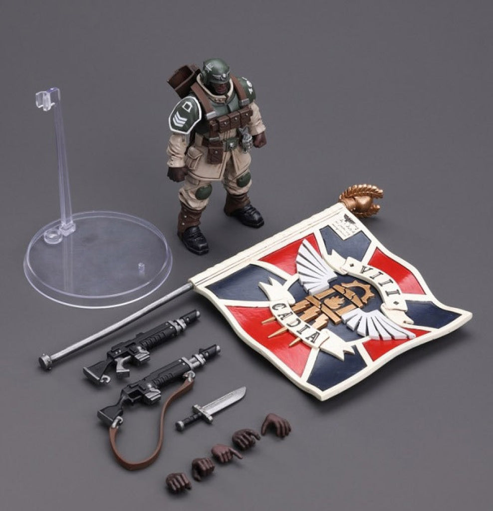 Joytoy Warhammer 40K Astra Militarum Commander Squad Veteran With Regimental Standard Jt7929