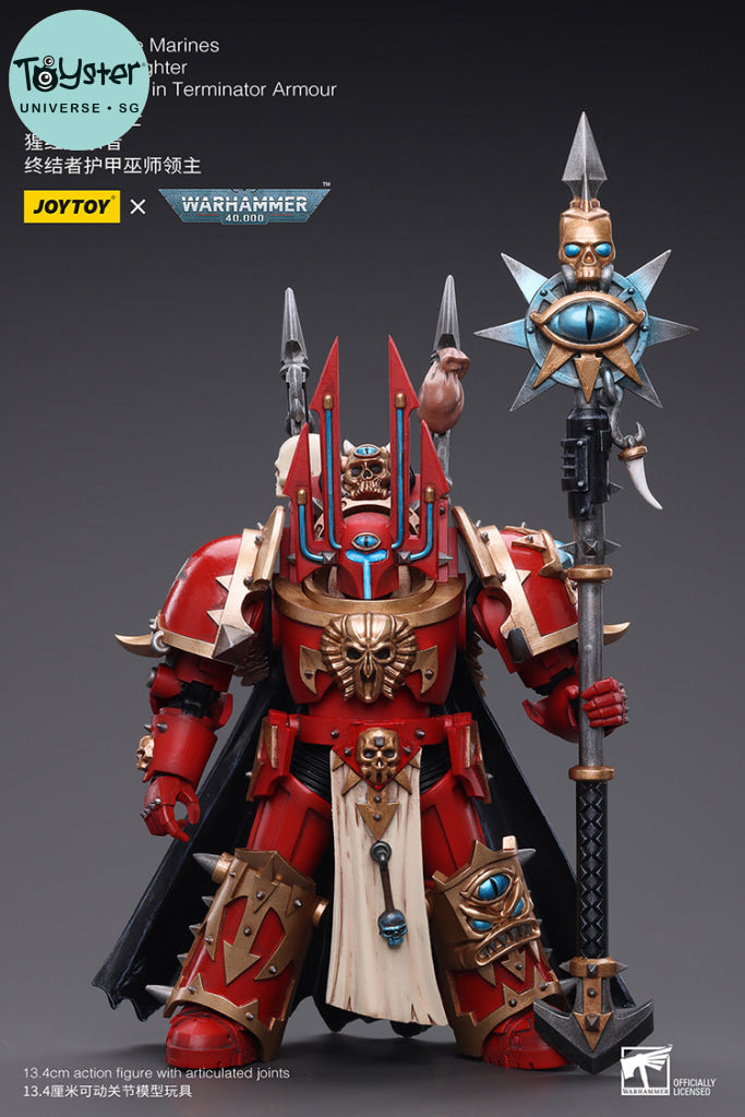 Joytoy Warhammer 40K Chaos Space Marines Crimson Slaughter Sorcerer Lord In Terminator Armour