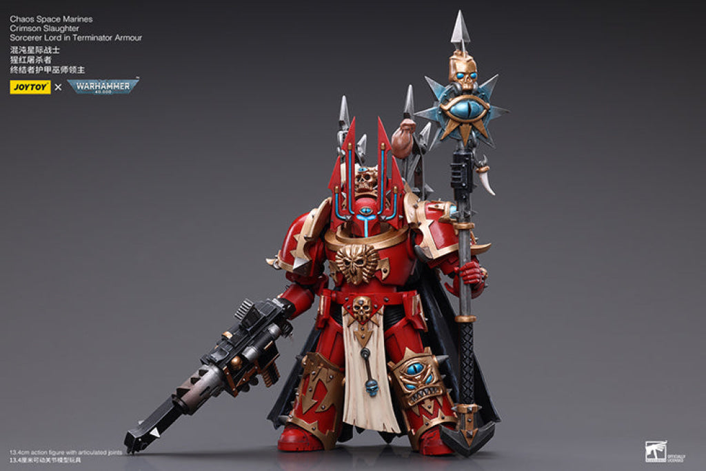 Joytoy Warhammer 40K Chaos Space Marines Crimson Slaughter Sorcerer Lord In Terminator Armour