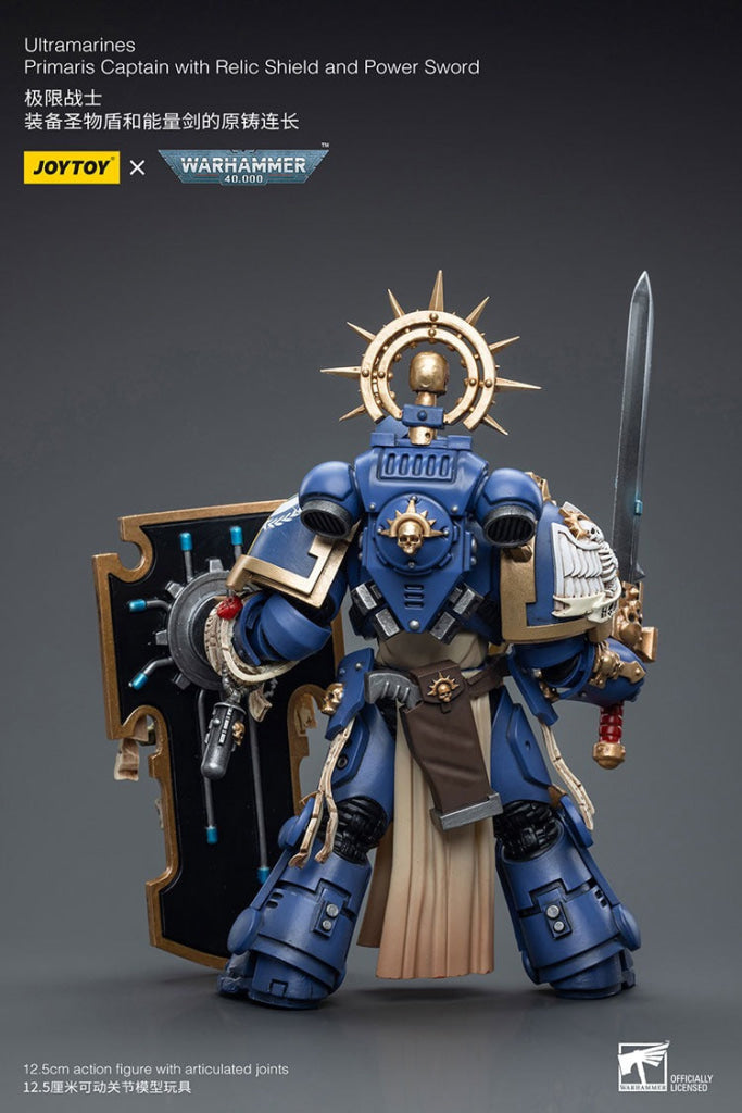 Joytoy Warhammer 40K Ultramarines Primaris Captain With Relic Shield And Power Sword Jt6465