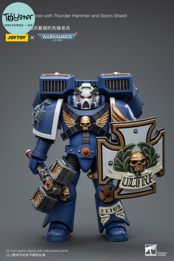 Joytoy Warhammer 40K Ultramarines Vanguard Veteran With Thunder Hammer And Storm Shield Jt8032