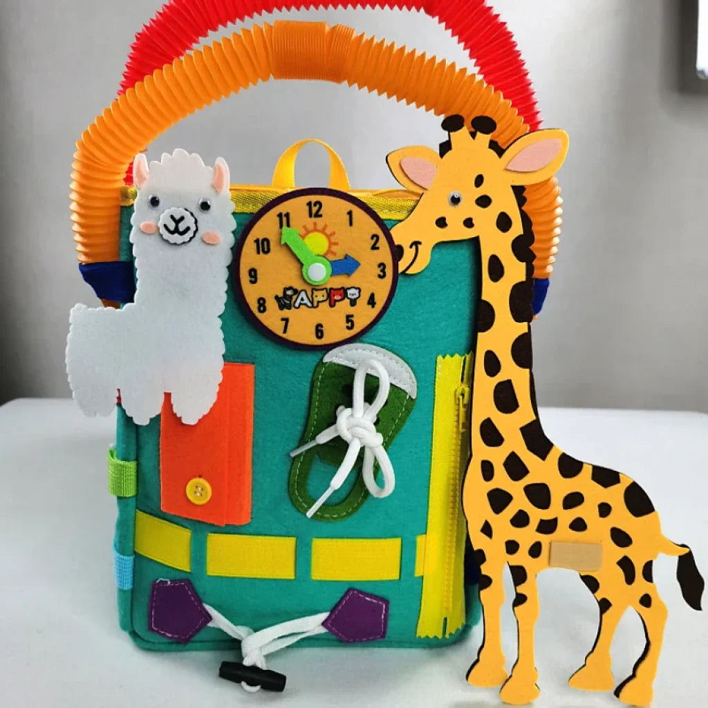 Kid Montessori Busy Board Bag With Buckles