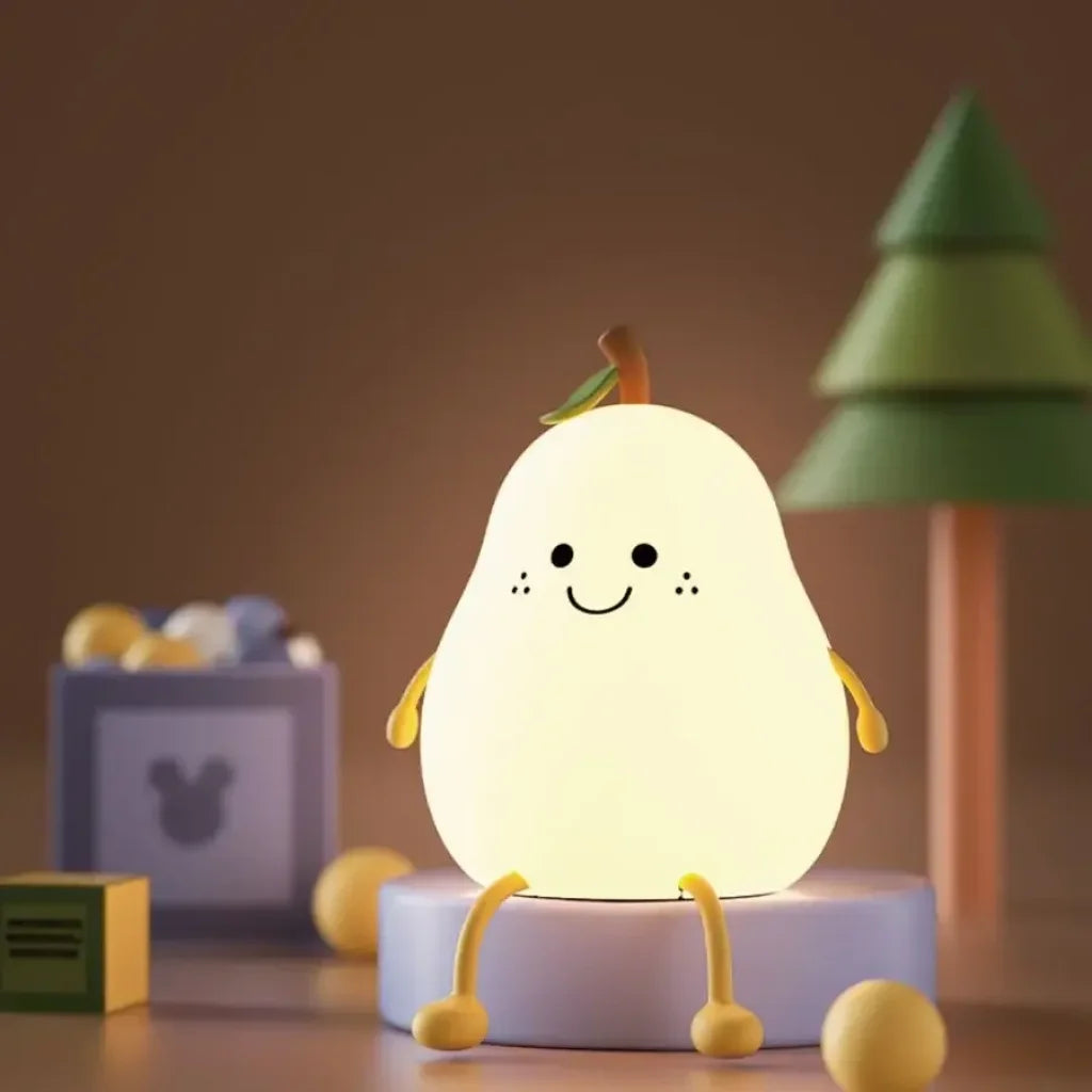 LED Pear Fruit Silicone Night Light - Blanco / Pear