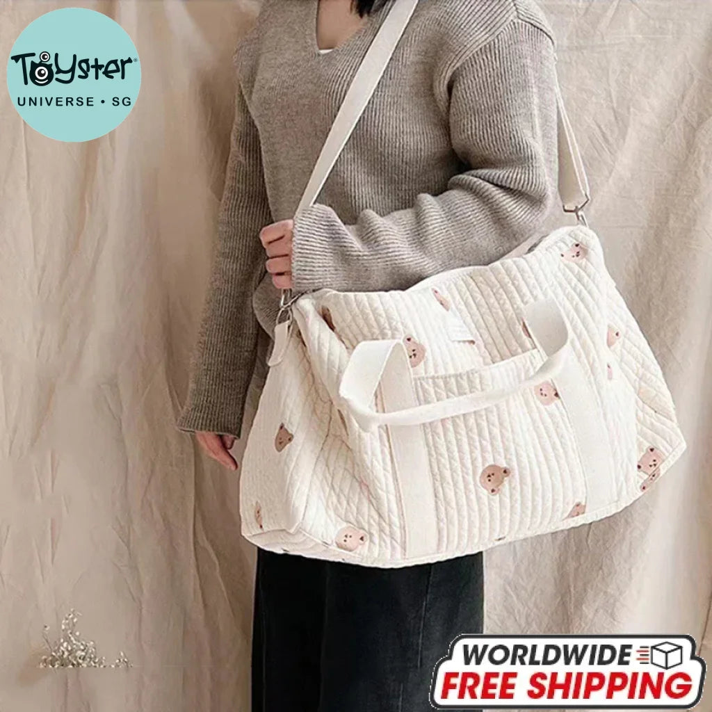 Little Bear Embroidered Handheld Shoulder Bag