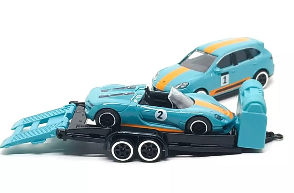 Majorette Trailer Race Set - Porsche Cayenne Turbo S + 918 Spyder Dickie Toys
