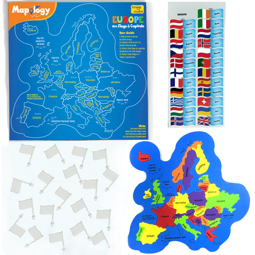 Mapology Europe with Flags & Capitals Puzzle - Mapology