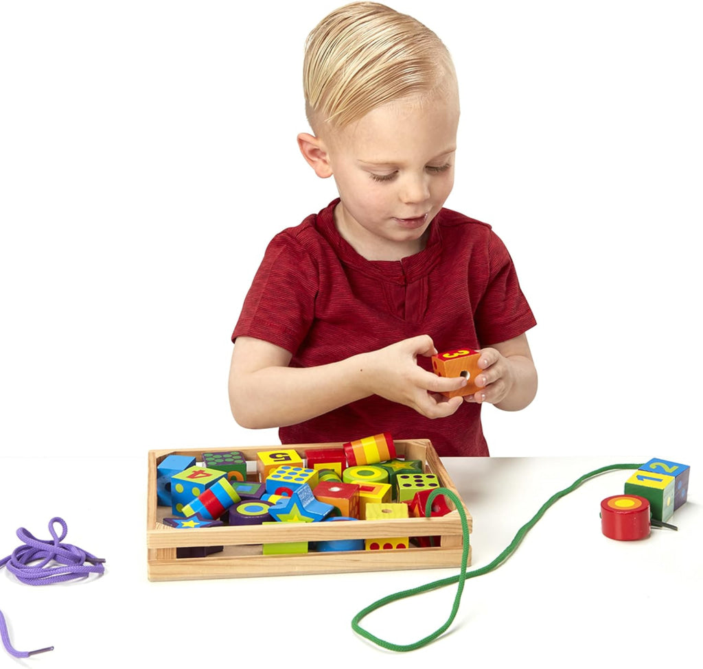 Melissa & Doug 3775 Deluxe Wooden Lacing Beads - Educational Activity With 27 And 2 Laces