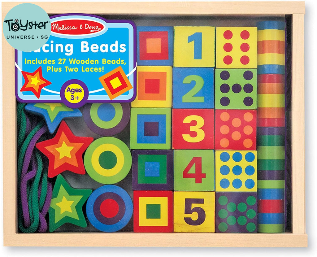 Melissa & Doug 3775 Deluxe Wooden Lacing Beads - Educational Activity With 27 And 2 Laces