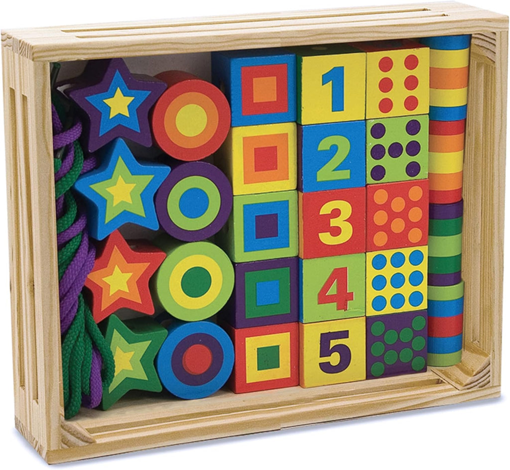 Melissa & Doug 3775 Deluxe Wooden Lacing Beads - Educational Activity With 27 And 2 Laces