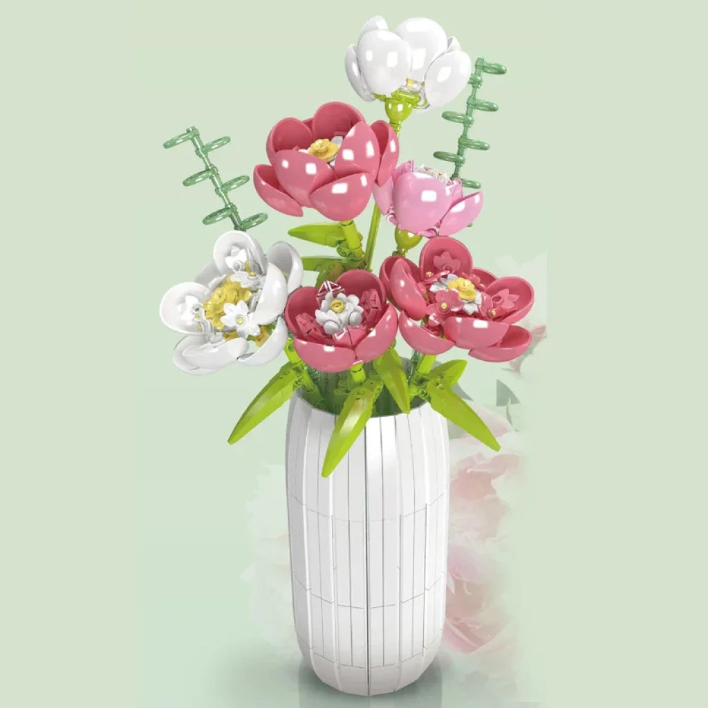 Mould King 10059 Flower Bouquet Building Block The Chinese Peony With Vase Mould King
