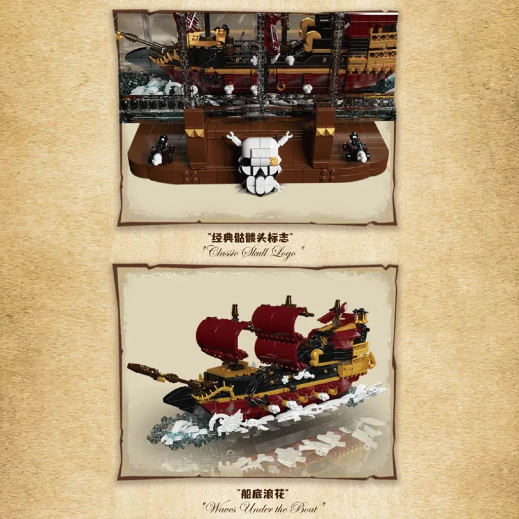 Mould King 10066 Pirate Ship Building Block The Queen Anne’s Revenge In A Bottle Mould King