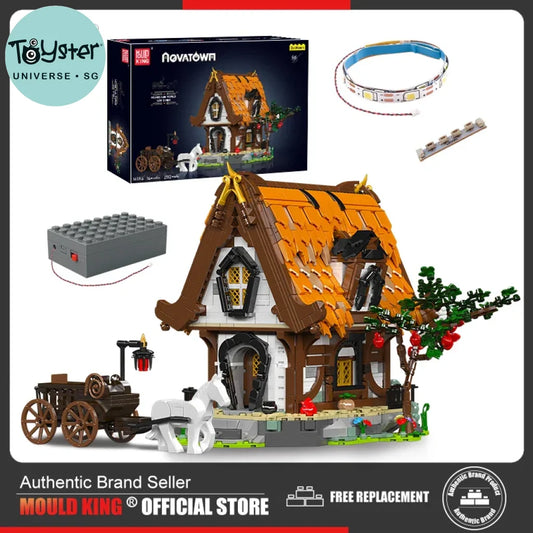 Mould King 16054 Streetview Building Block The Medieval Wooden House Model With Led Part Mould King