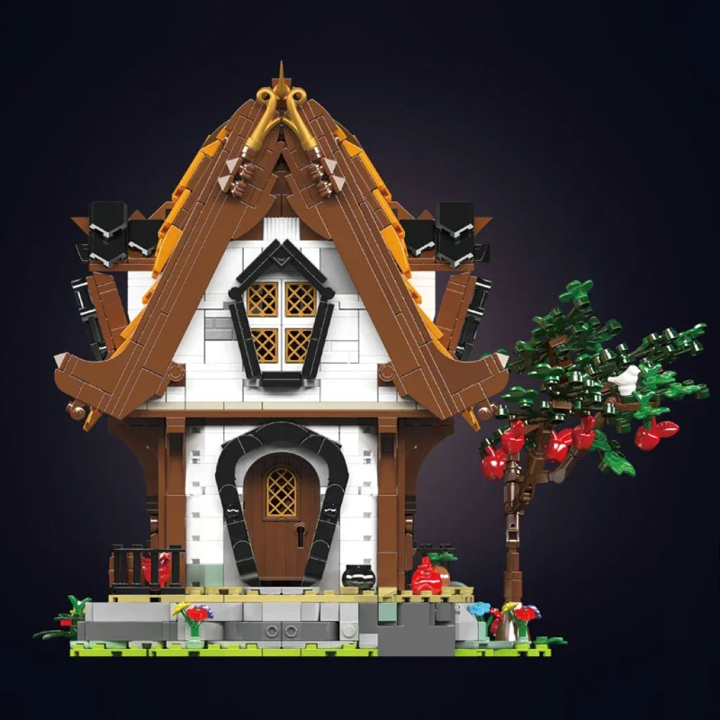 Mould King 16054 Streetview Building Block The Medieval Wooden House Model With Led Part Mould King