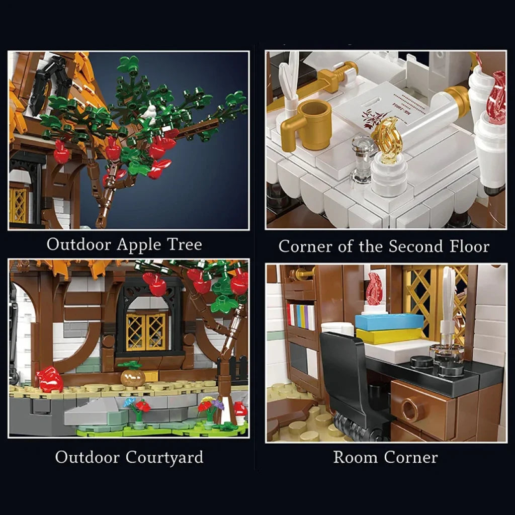 Mould King 16054 Streetview Building Block The Medieval Wooden House Model With Led Part Mould King