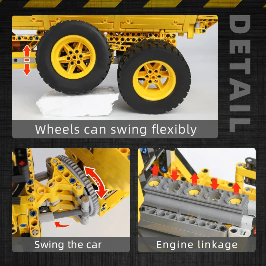 Mould King 17010 Technical Car Engineering Vehicle Toys App Rc Dump Truck Set Blocks Moc-8002 Bricks