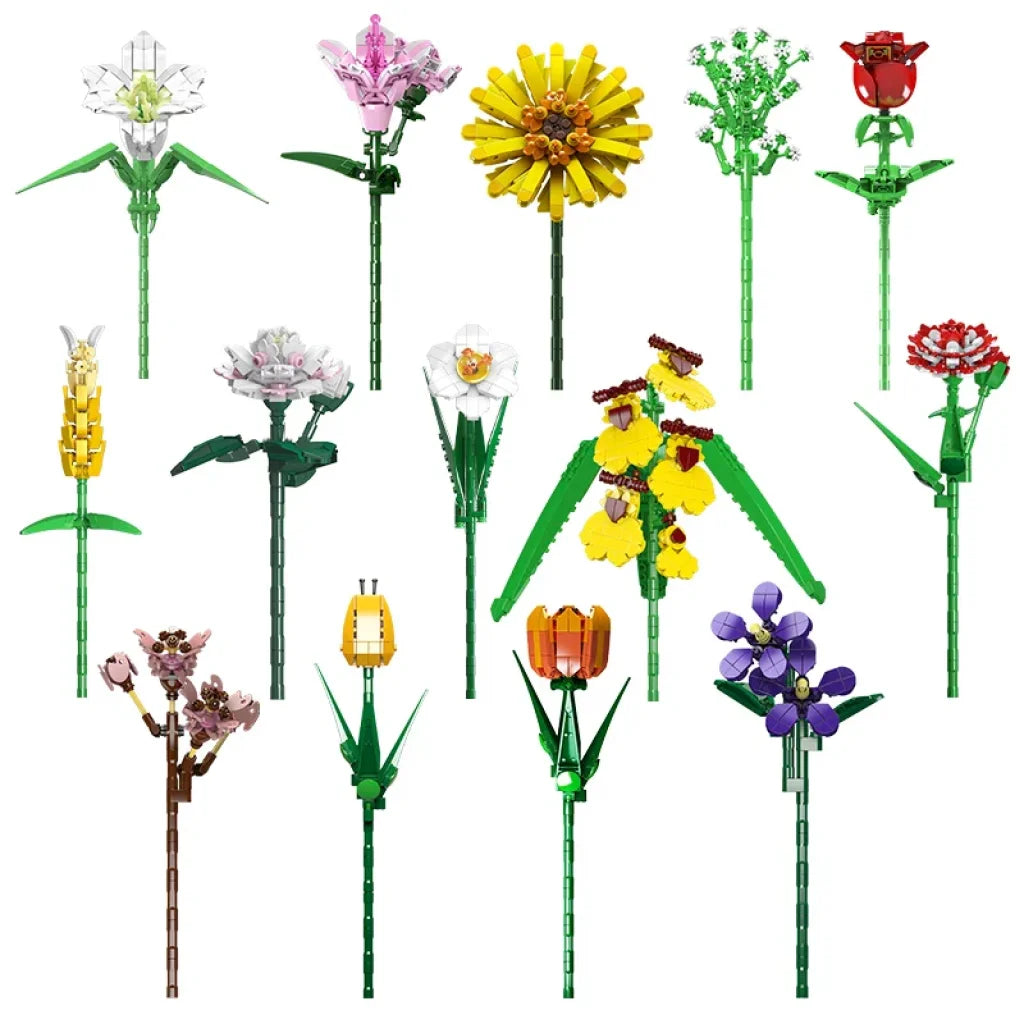 Mould King 24001 Flower Bouquet Building Blocks Rose Orchid