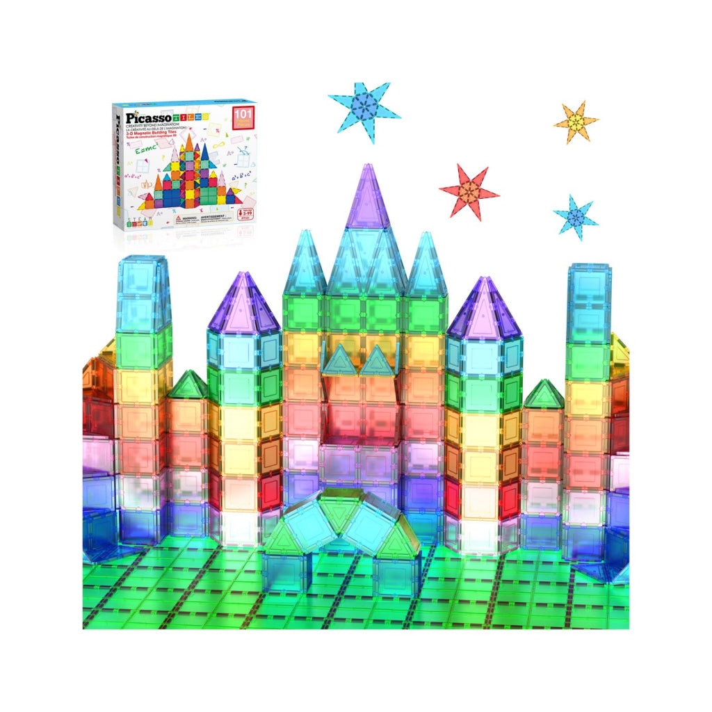 PicassoTiles Magnetic Tile Building Set 101 Pieces - PICASSOTILES