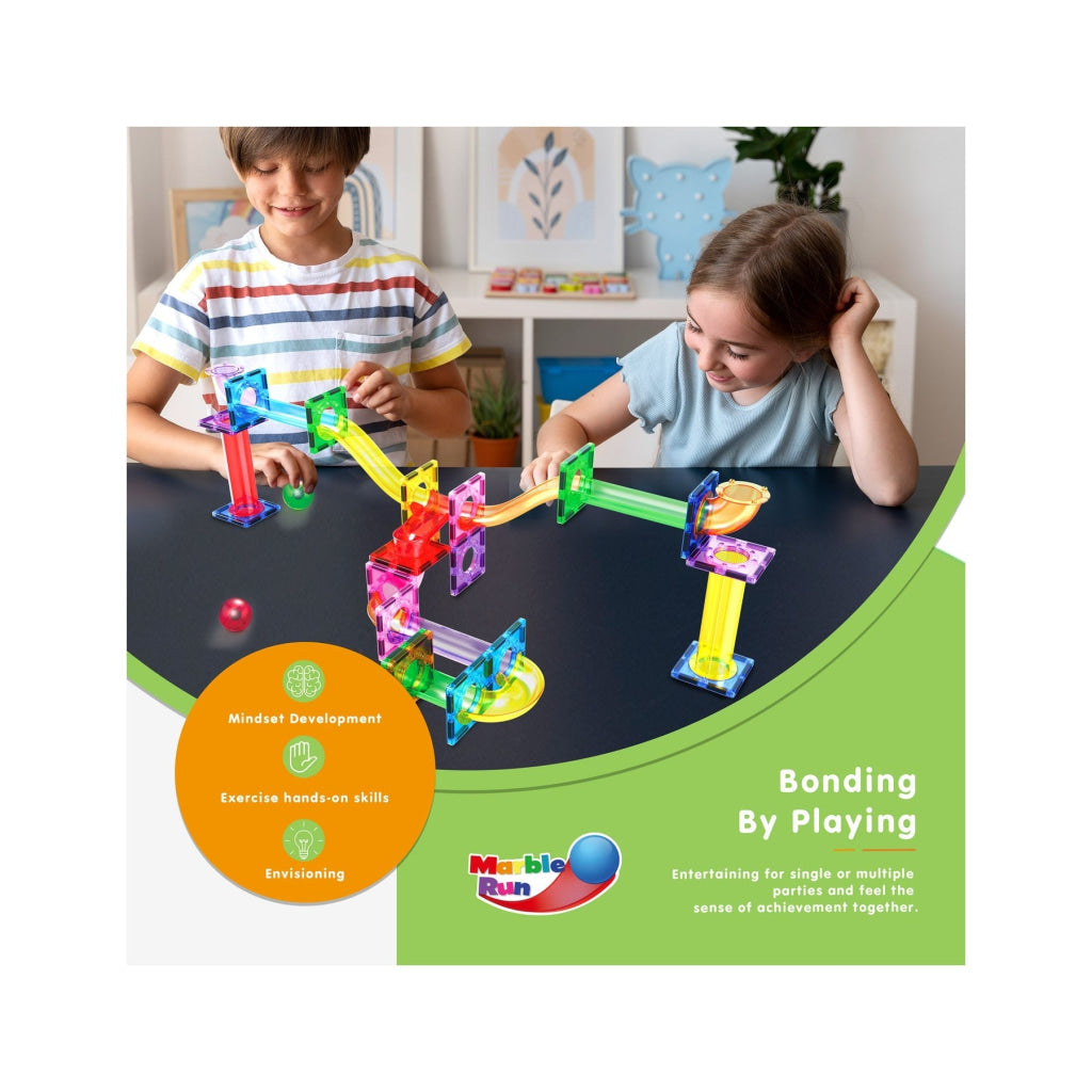 PicassoTiles Magnetic Tile Marble Run Building Blocks Set 40 Pieces - PICASSOTILES
