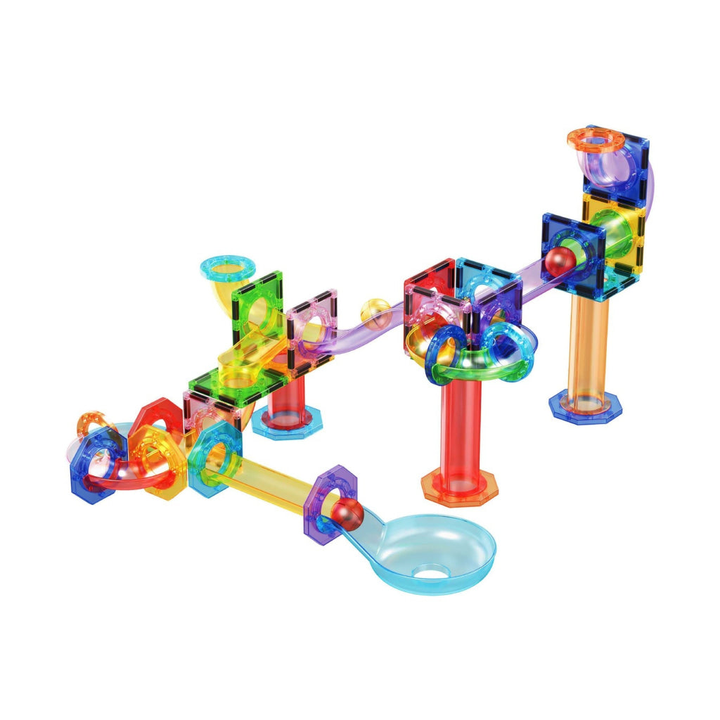 PicassoTiles Magnetic Tile Marble Run Building Blocks Set 60 Pieces - PICASSOTILES