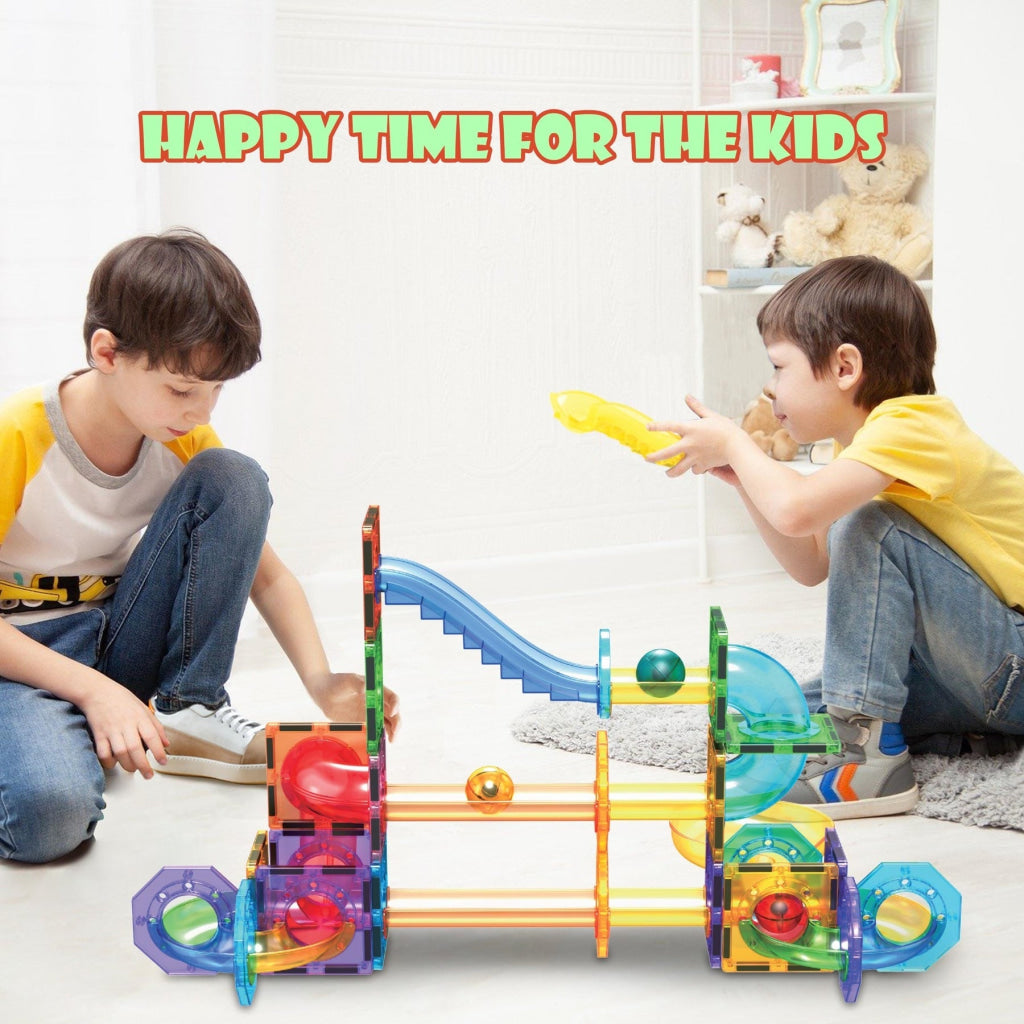 PicassoTiles Magnetic Tile Marble Run Building Blocks Set 60 Pieces - PICASSOTILES