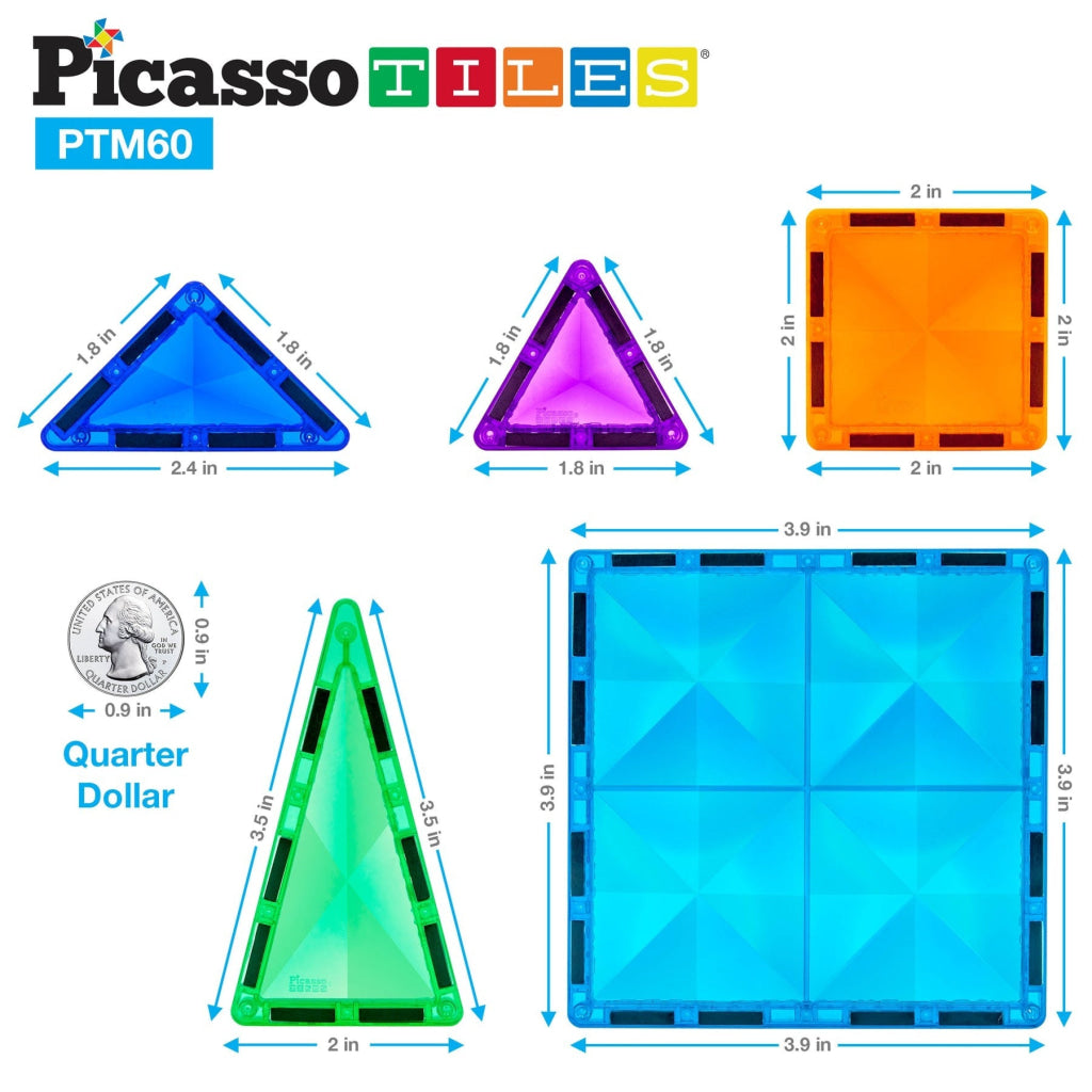 PicassoTiles Magnetic Tile Mini Diamond Set 101 Pieces - PICASSOTILES