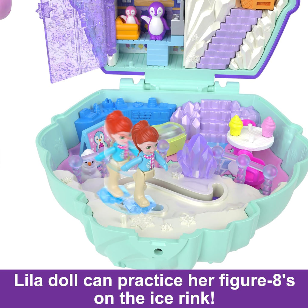 Polly Pocket Travel Toy With Fidget Exterior Snow Sweet Penguin Compact 12 Accessories