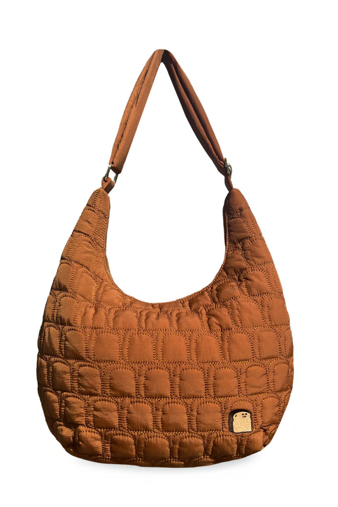 Quilted Toasty Croissant Crossbody Bag - Burnt Espresso