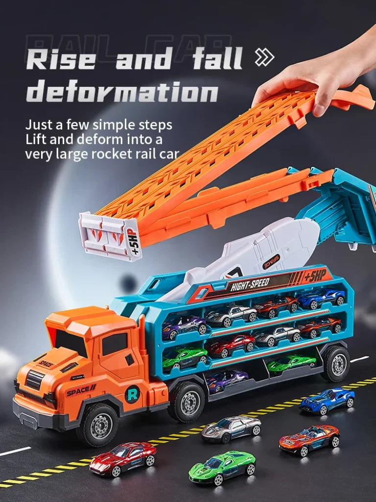 Racetrack Car-Rocket Lift Transformed Racing Car