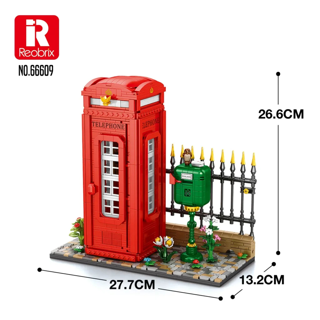 Reobrix British Red Telephone Booth Building Blocks 1707PCS - No Box