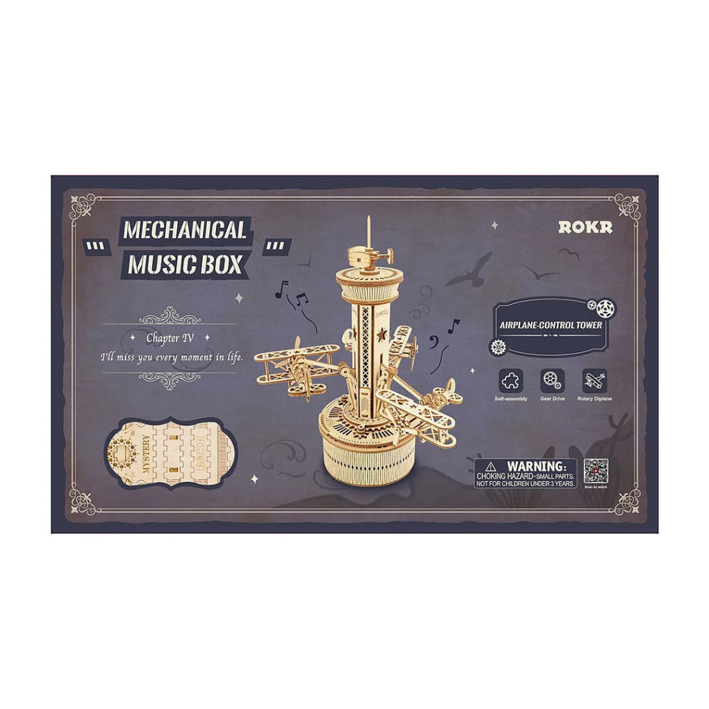 Robotime Rokr Airplane Control Tower Mechanical Music Box Amk41 Dropship