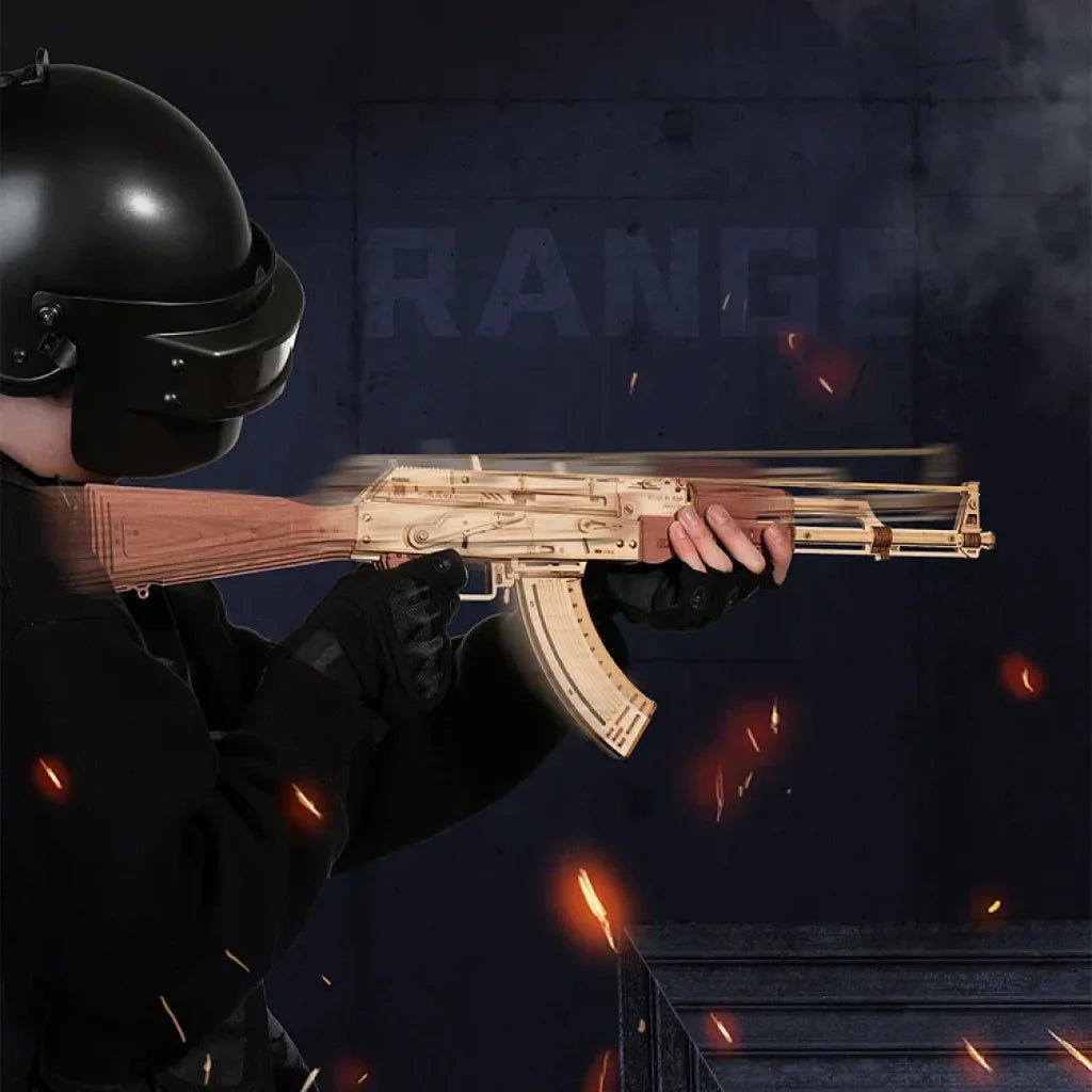 Robotime Rokr Ak-47 Assault Rifle Toy Blaster 3D Wooden Puzzle Lq901 Dropship