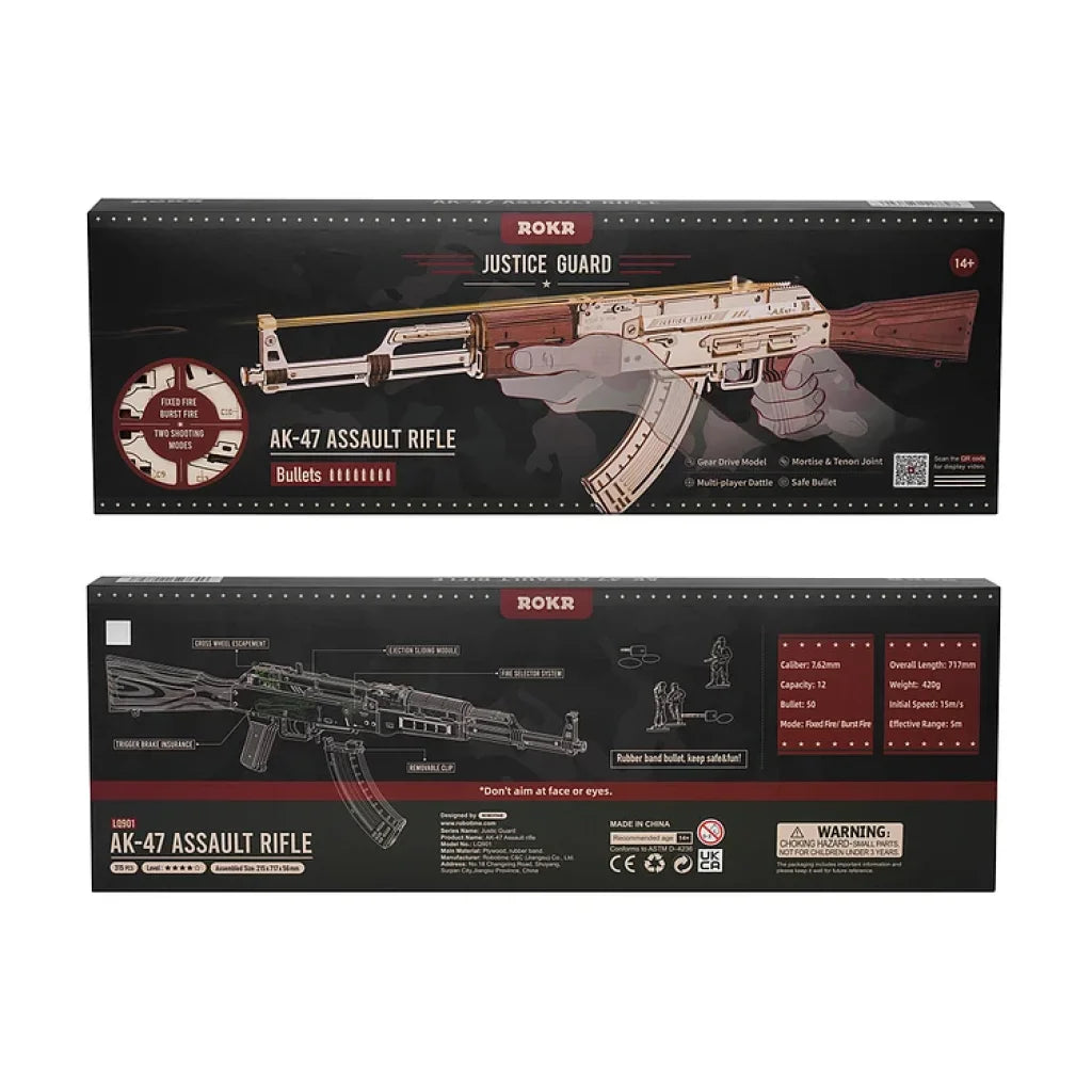 Robotime Rokr Ak-47 Assault Rifle Toy Blaster 3D Wooden Puzzle Lq901 Dropship
