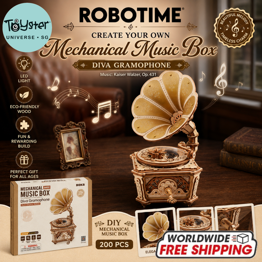 Robotime ROKR Diva Gramophone Music Box Wooden 3D Puzzle AMK82 - Dropship