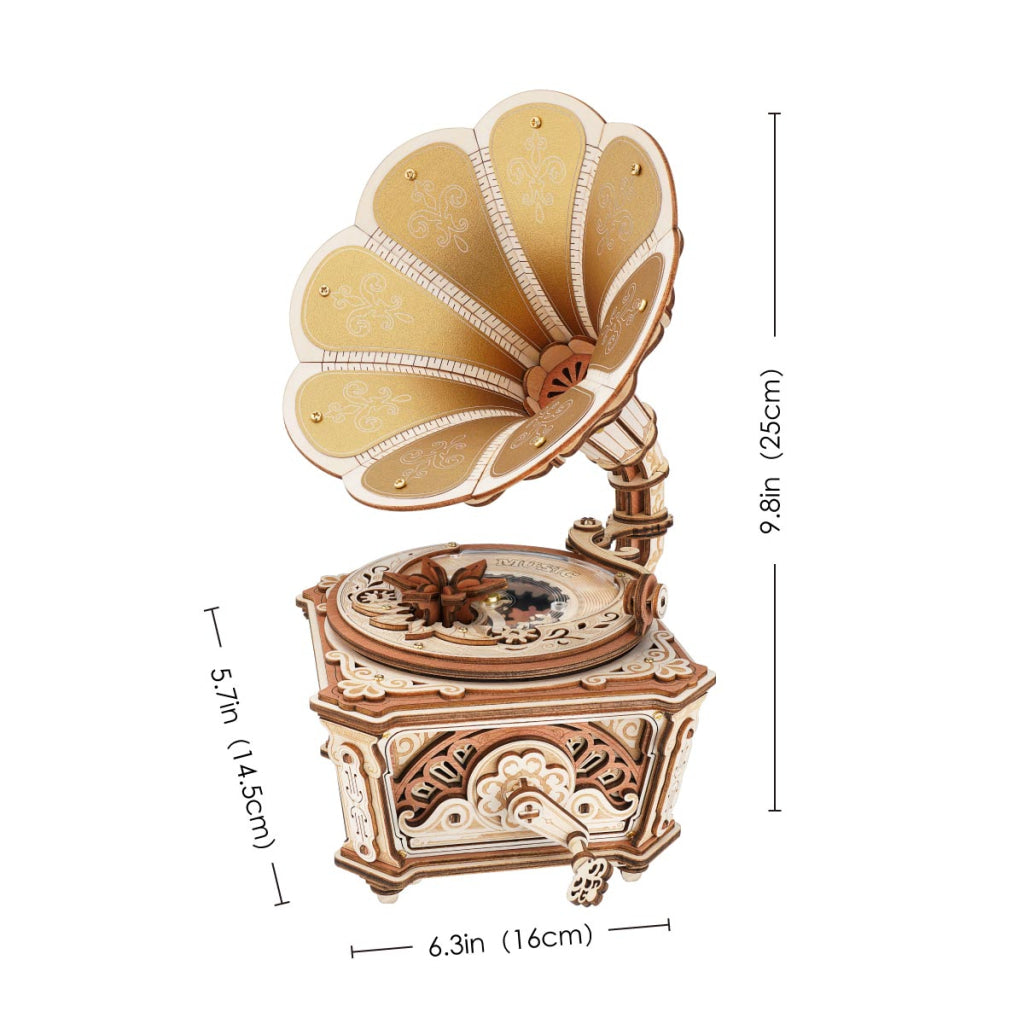 Robotime ROKR Diva Gramophone Music Box Wooden 3D Puzzle AMK82 - Dropship