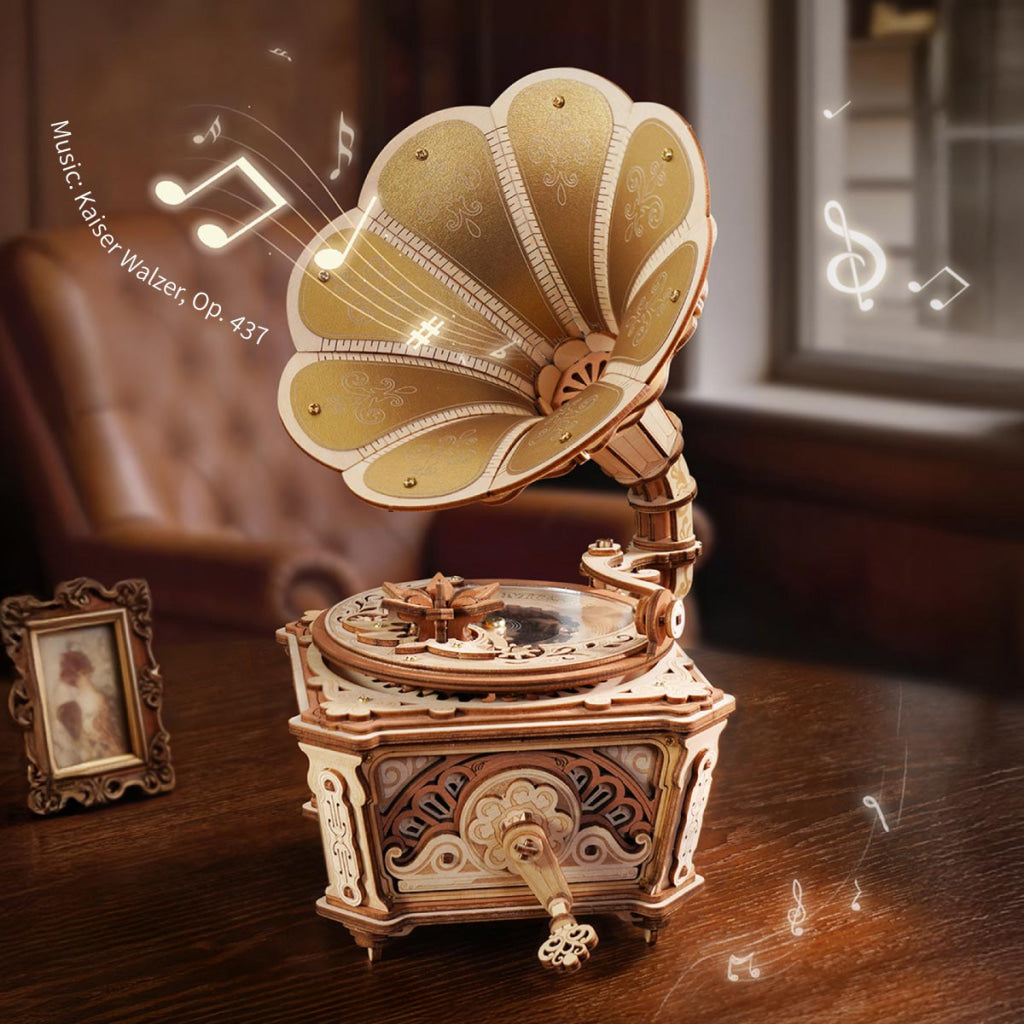 Robotime ROKR Diva Gramophone Music Box Wooden 3D Puzzle AMK82 - Dropship