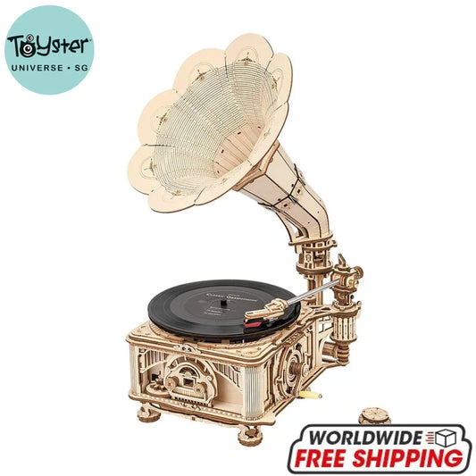 Robotime Rokr Diy Crank Classic Gramophone Lkb01 (Hand Rotating) Dropship