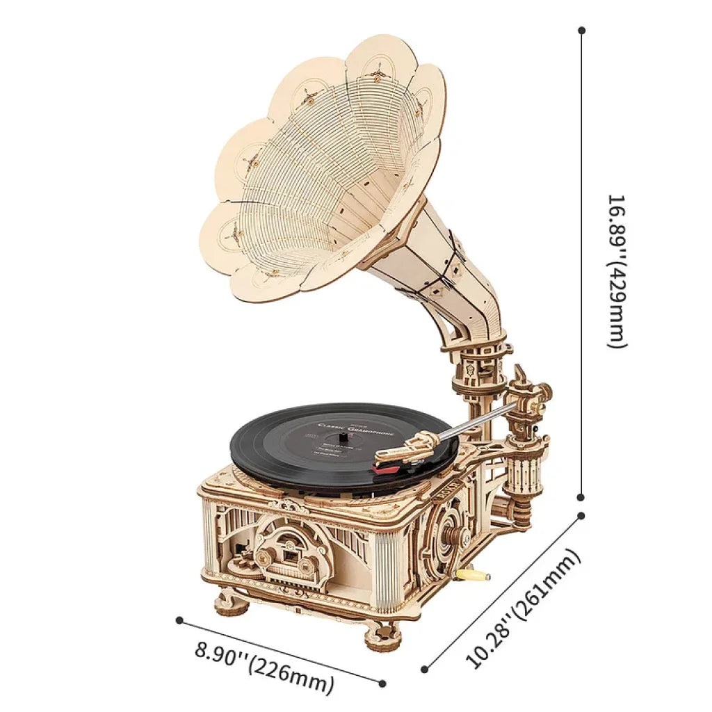 Robotime Rokr Diy Crank Classic Gramophone Lkb01 (Hand Rotating) Dropship