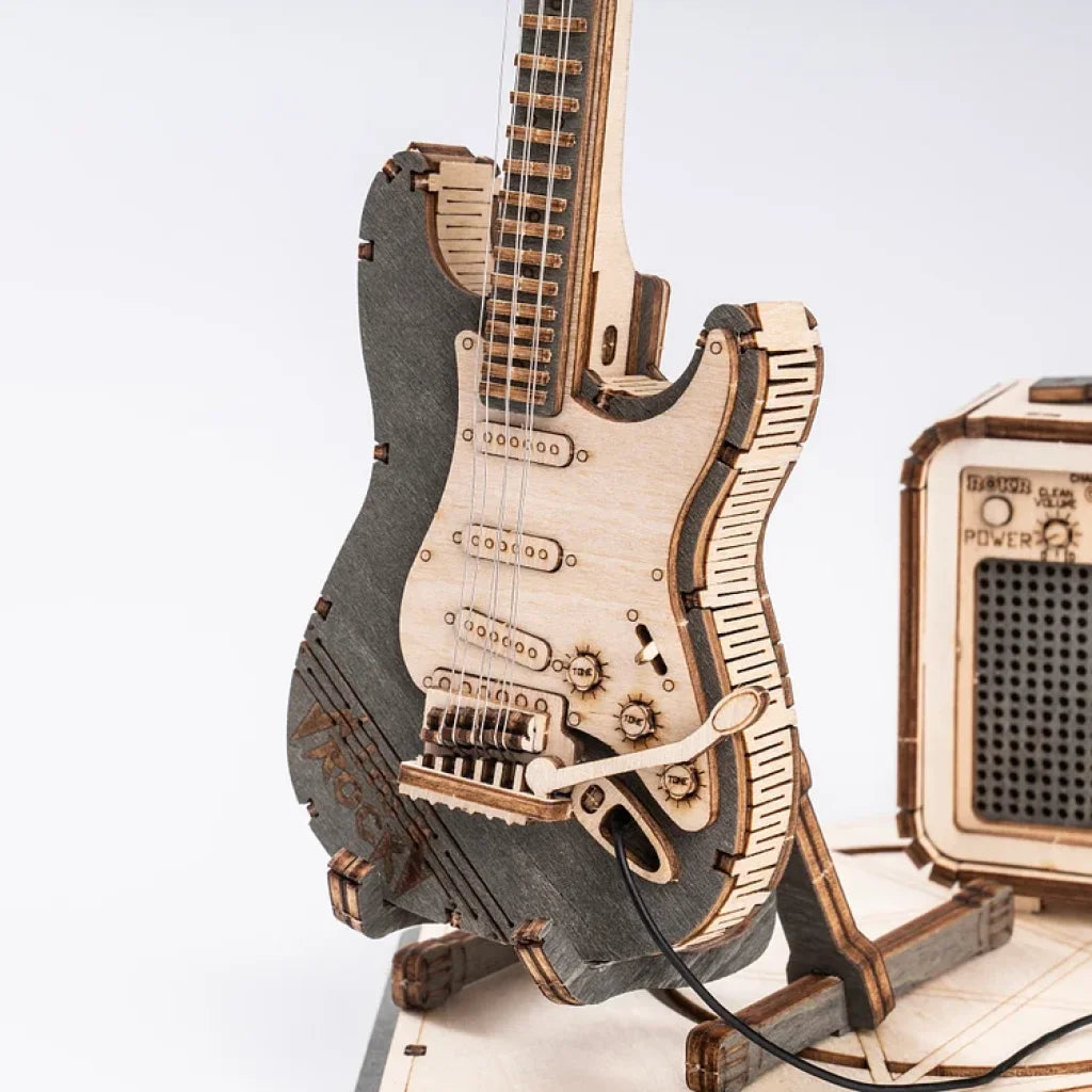Robotime Rokr Electric Guitar Model 3D Wooden Puzzle Tg605K Dropship