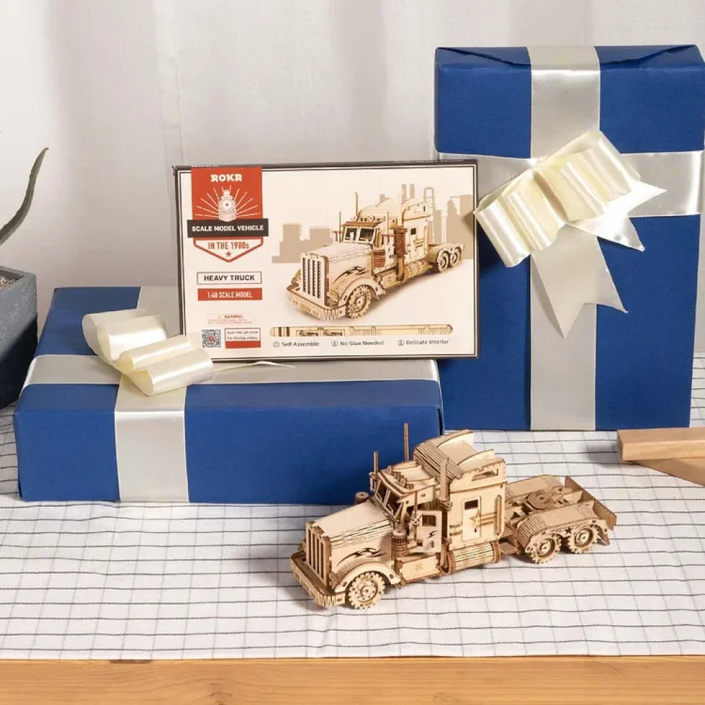Robotime Rokr Heavy Truck Scale Model 3D Wooden Puzzle Mc502 Dropship