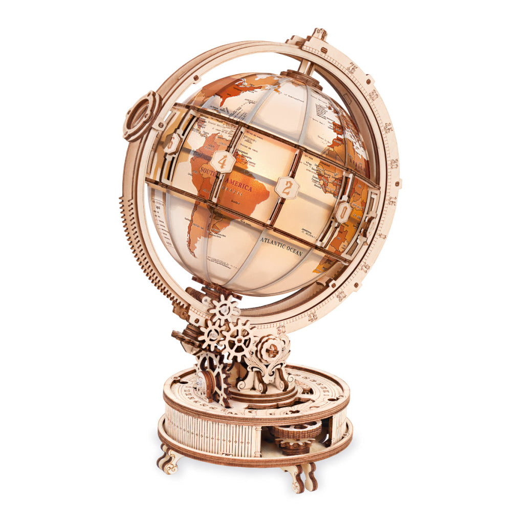 Robotime ROKR Luminous Globe 3D Wooden Puzzle ST003D (Electric Version) - Dropship