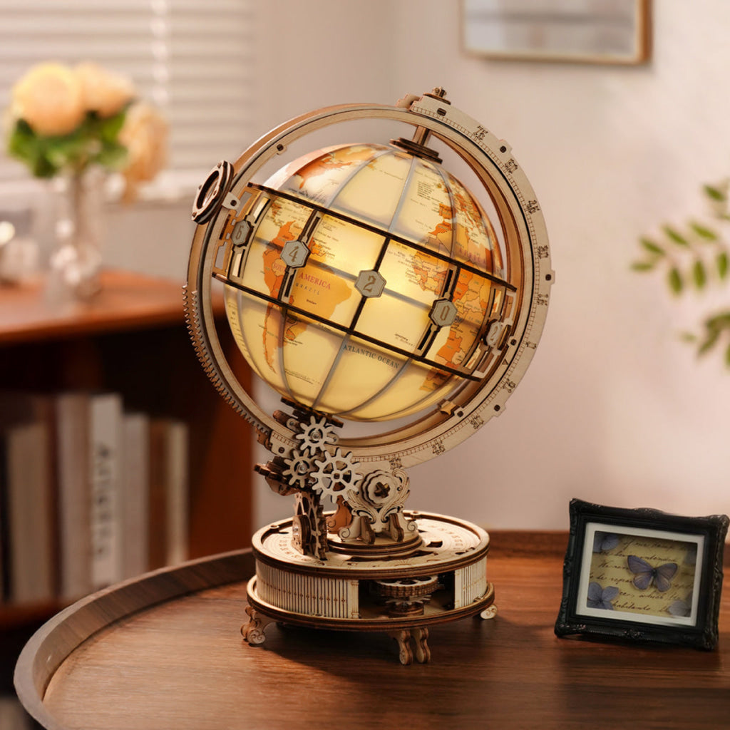 Robotime ROKR Luminous Globe 3D Wooden Puzzle ST003D (Electric Version) - Dropship
