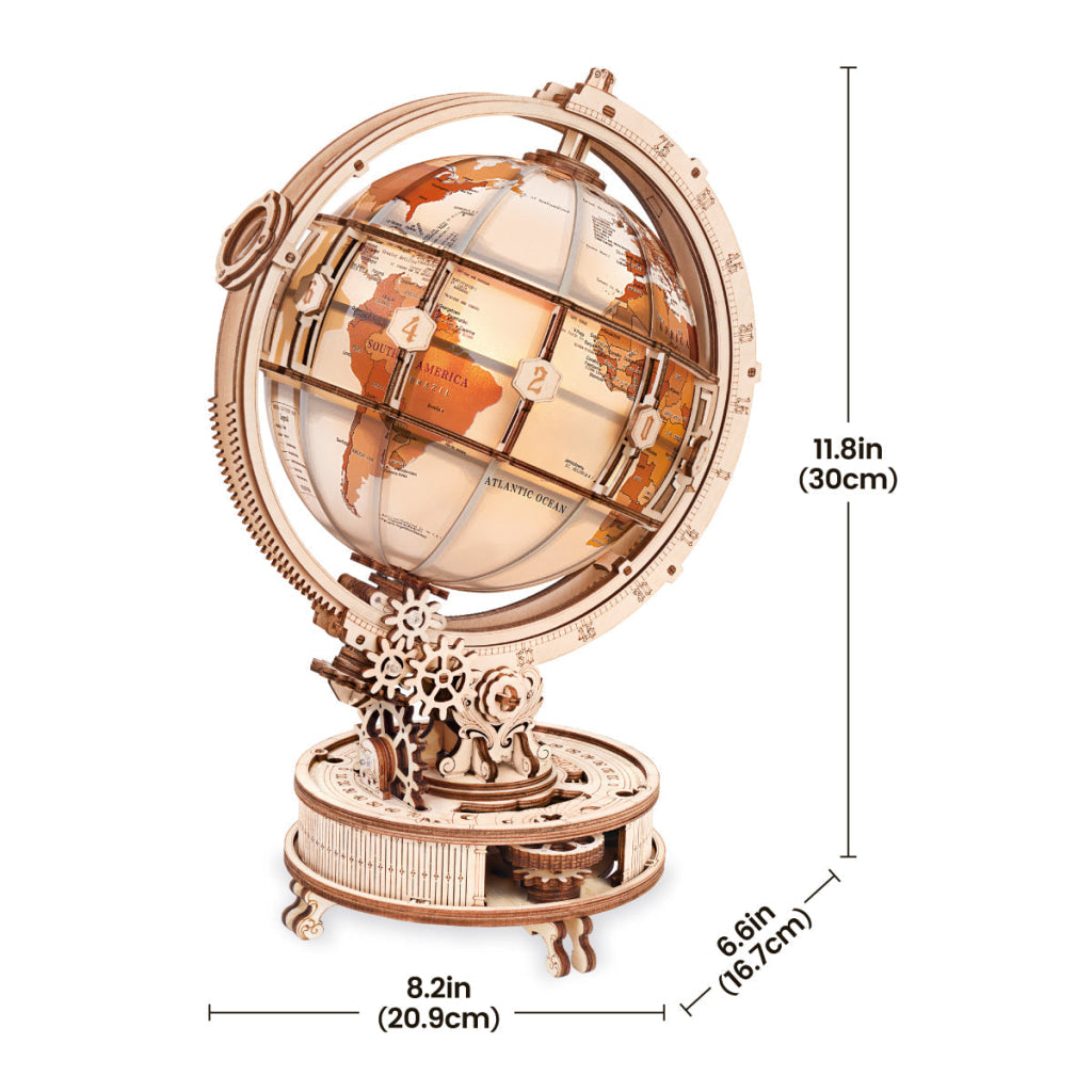 Robotime ROKR Luminous Globe 3D Wooden Puzzle ST003D (Electric Version) - Dropship