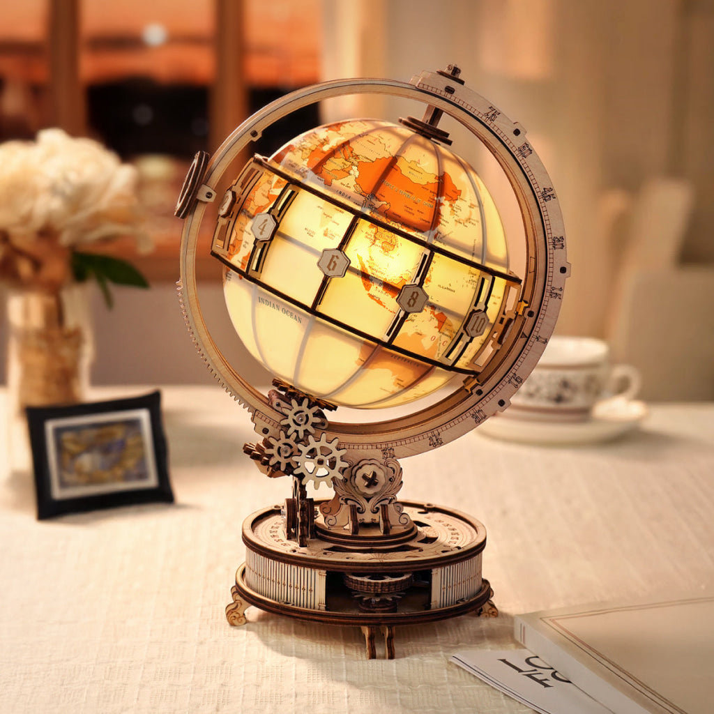 Robotime ROKR Luminous Globe 3D Wooden Puzzle ST003D (Electric Version) - Dropship
