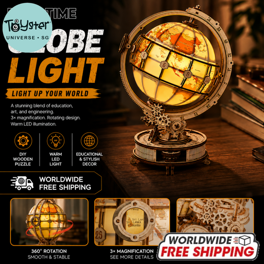 Robotime ROKR Luminous Globe 3D Wooden Puzzle ST003D (Electric Version) - Dropship