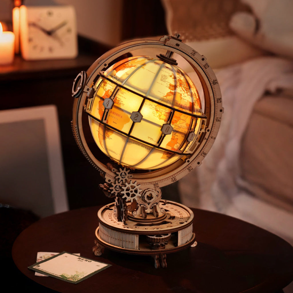 Robotime ROKR Luminous Globe 3D Wooden Puzzle ST003D (Electric Version) - Dropship