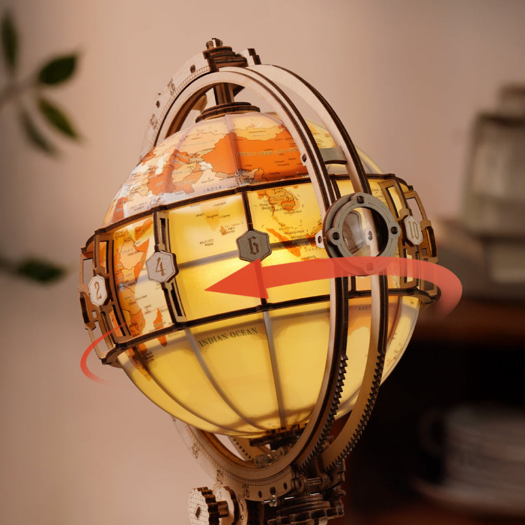 Robotime ROKR Luminous Globe 3D Wooden Puzzle ST003D (Electric Version) - Dropship