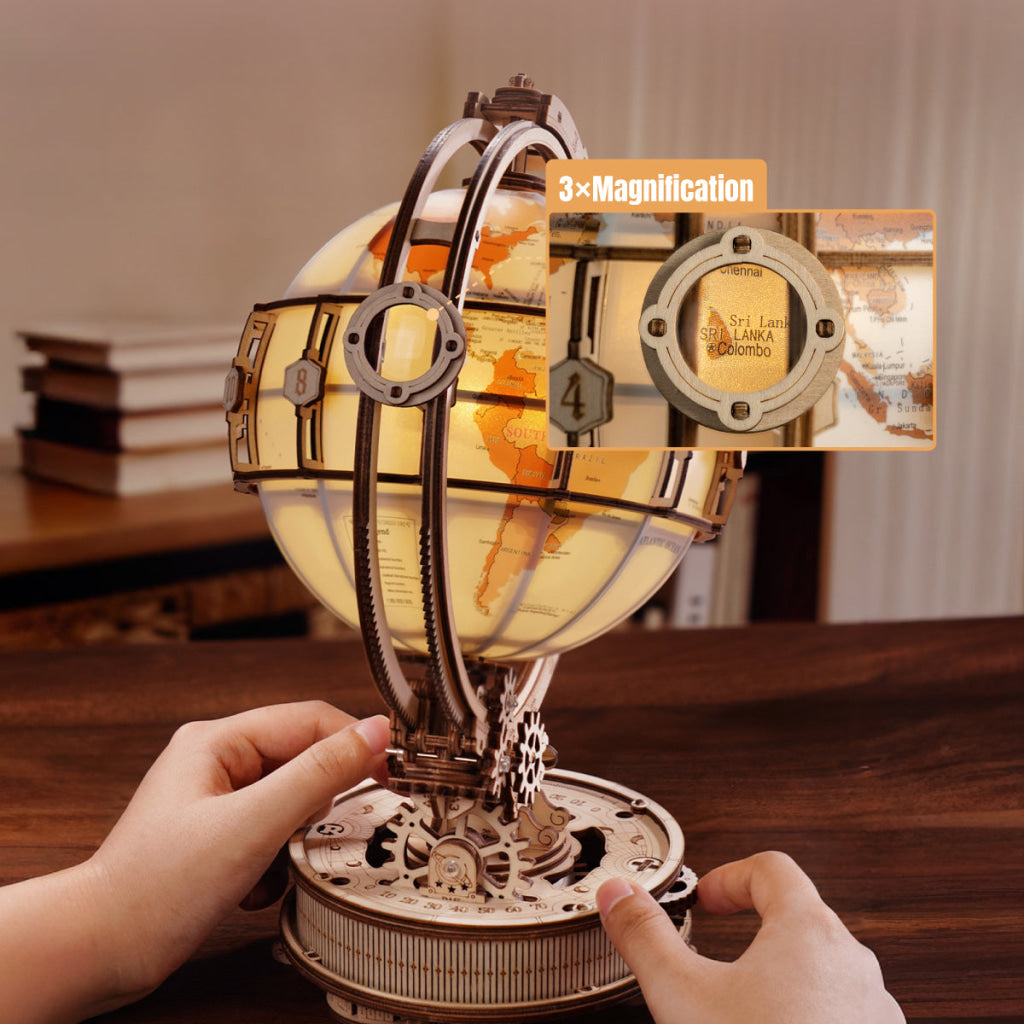 Robotime ROKR Luminous Globe 3D Wooden Puzzle ST003D (Electric Version) - Dropship