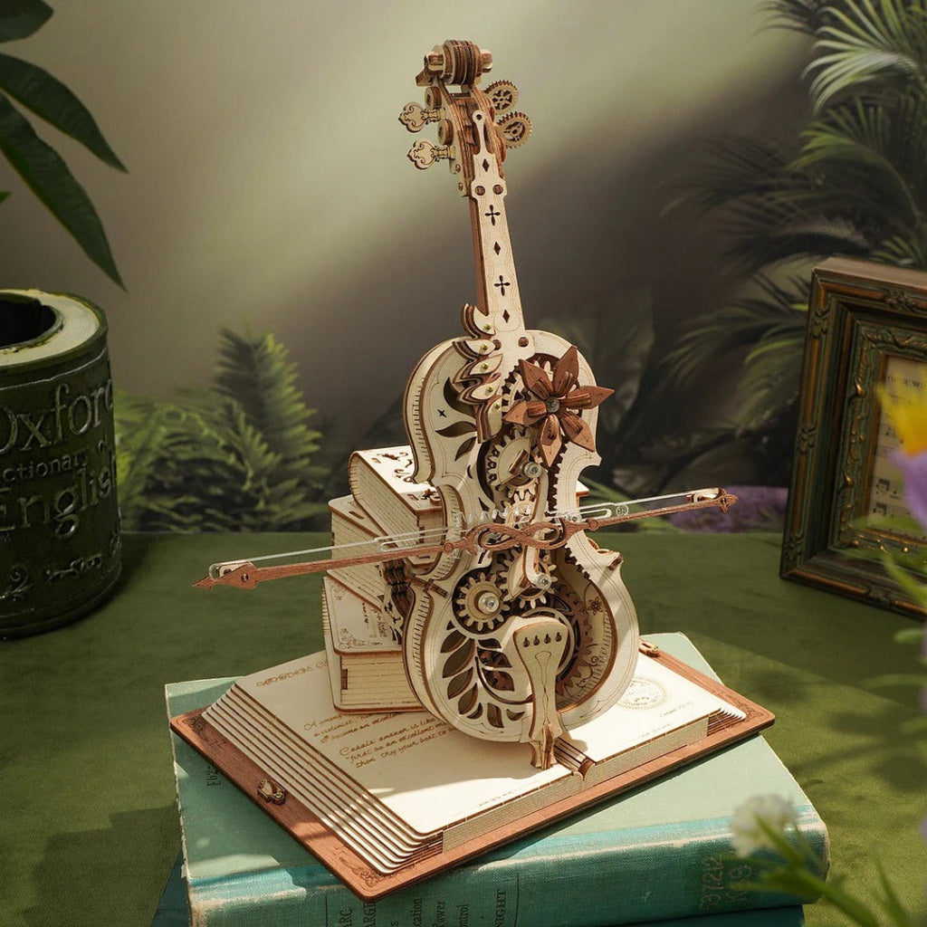 Robotime Rokr Magic Cello Mechanical Music Box 3D Wooden Puzzle Amk63 Dropship