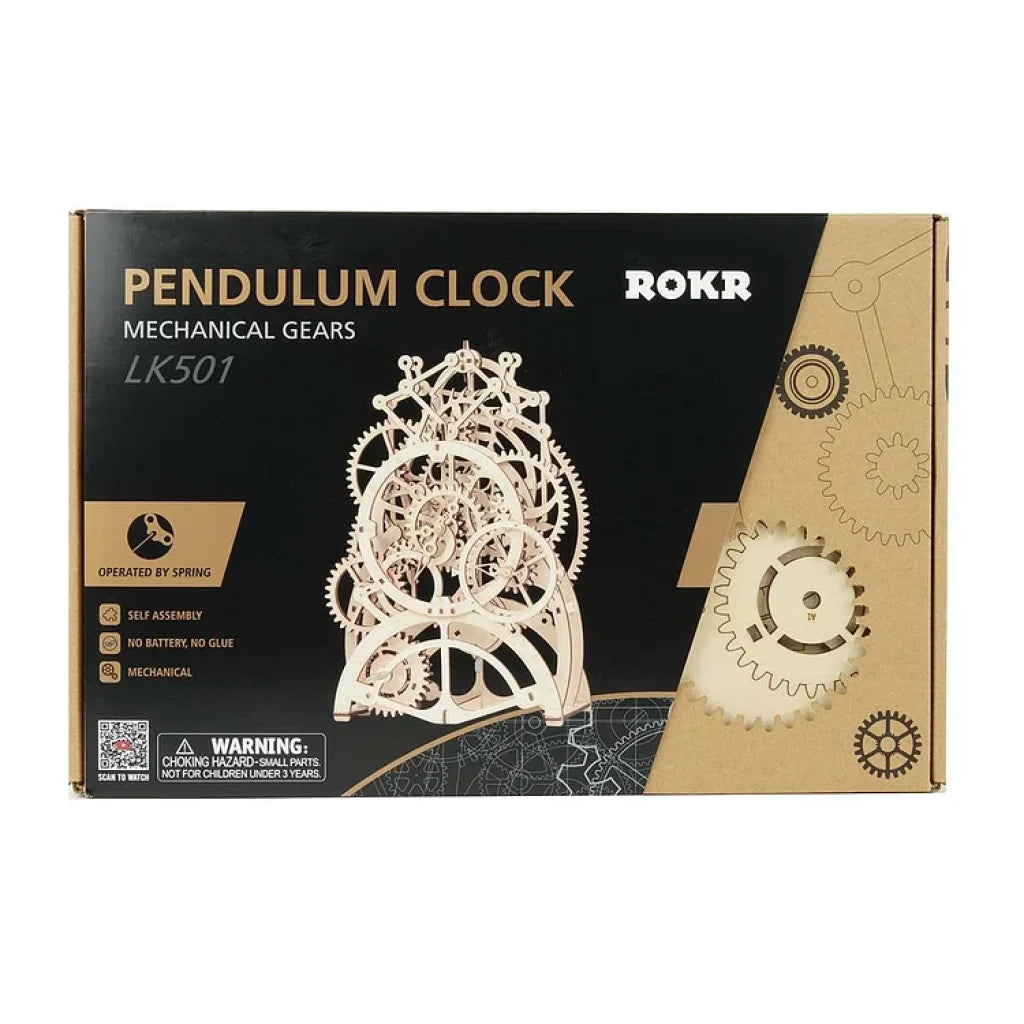 Robotime Rokr Pendulum Clock Mechanical Gears 3D Wooden Puzzle Lk501 Dropship