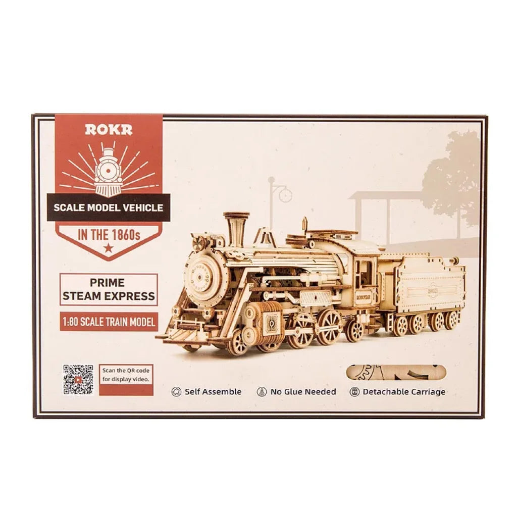 Robotime Rokr Prime Steam Express Train 3D Wooden Puzzle Mc501 Dropship